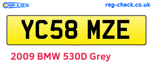 YC58MZE are the vehicle registration plates.