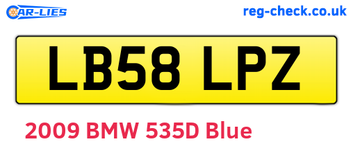 LB58LPZ are the vehicle registration plates.