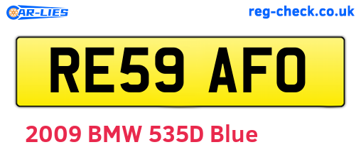 RE59AFO are the vehicle registration plates.