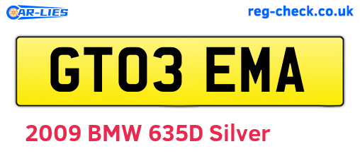 GT03EMA are the vehicle registration plates.