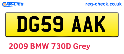 DG59AAK are the vehicle registration plates.