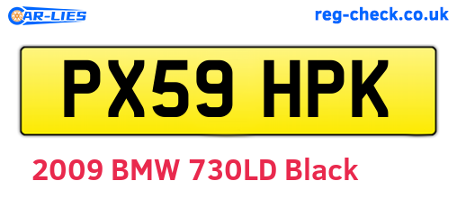 PX59HPK are the vehicle registration plates.