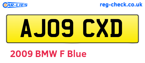 AJ09CXD are the vehicle registration plates.