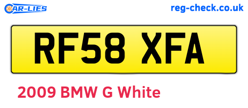 RF58XFA are the vehicle registration plates.
