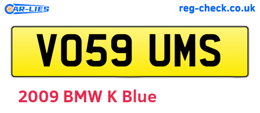 VO59UMS are the vehicle registration plates.