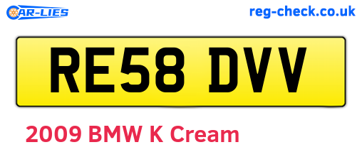 RE58DVV are the vehicle registration plates.