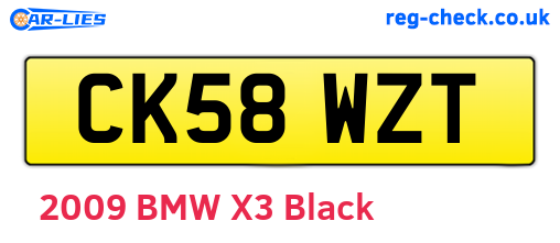 CK58WZT are the vehicle registration plates.