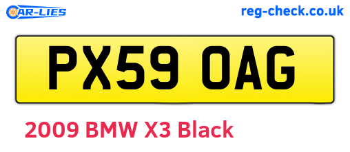PX59OAG are the vehicle registration plates.