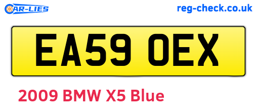 EA59OEX are the vehicle registration plates.