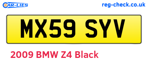 MX59SYV are the vehicle registration plates.