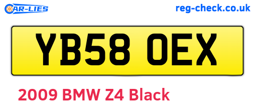 YB58OEX are the vehicle registration plates.