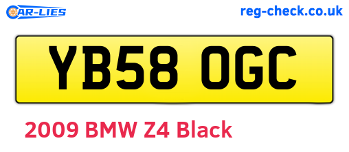 YB58OGC are the vehicle registration plates.