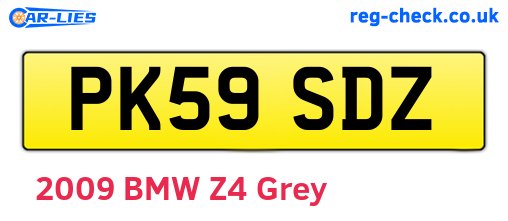 PK59SDZ are the vehicle registration plates.