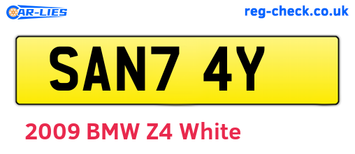 SAN74Y are the vehicle registration plates.