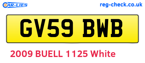 GV59BWB are the vehicle registration plates.