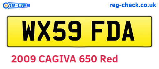 WX59FDA are the vehicle registration plates.