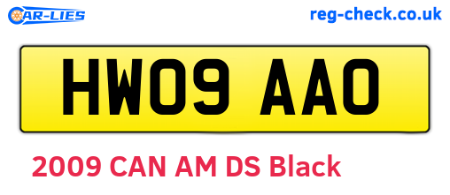 HW09AAO are the vehicle registration plates.