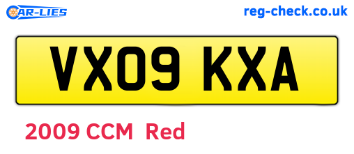 VX09KXA are the vehicle registration plates.