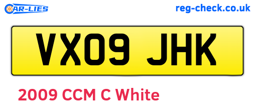 VX09JHK are the vehicle registration plates.
