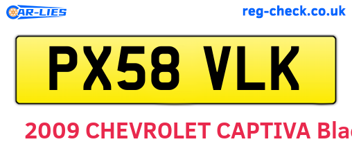 PX58VLK are the vehicle registration plates.