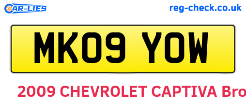 MK09YOW are the vehicle registration plates.