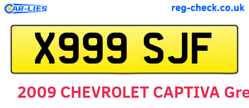 X999SJF are the vehicle registration plates.