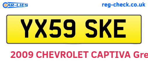 YX59SKE are the vehicle registration plates.