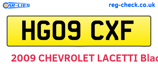 HG09CXF are the vehicle registration plates.