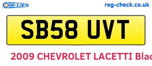 SB58UVT are the vehicle registration plates.