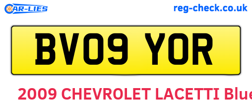 BV09YOR are the vehicle registration plates.