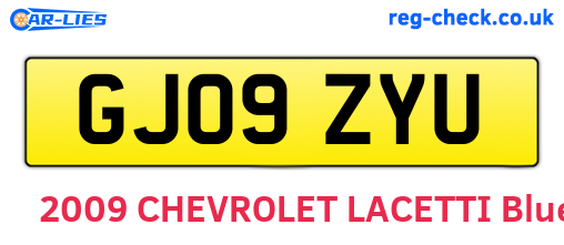 GJ09ZYU are the vehicle registration plates.