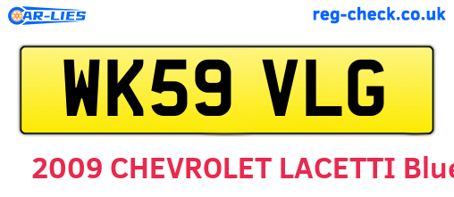 WK59VLG are the vehicle registration plates.