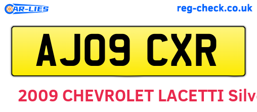 AJ09CXR are the vehicle registration plates.