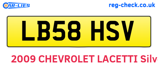 LB58HSV are the vehicle registration plates.