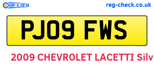 PJ09FWS are the vehicle registration plates.