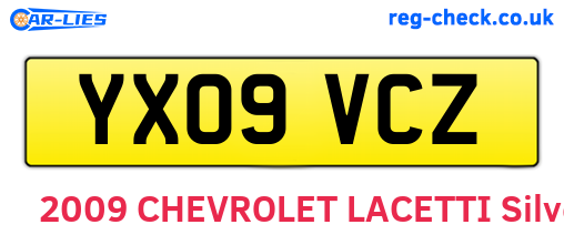 YX09VCZ are the vehicle registration plates.