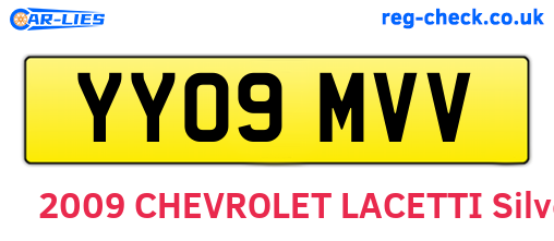 YY09MVV are the vehicle registration plates.