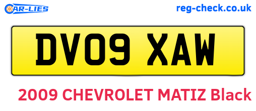DV09XAW are the vehicle registration plates.