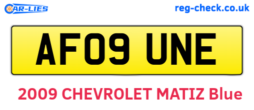 AF09UNE are the vehicle registration plates.