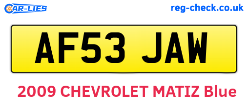 AF53JAW are the vehicle registration plates.