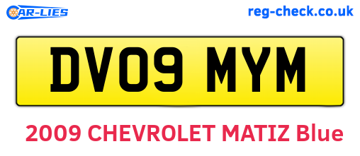 DV09MYM are the vehicle registration plates.