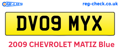 DV09MYX are the vehicle registration plates.