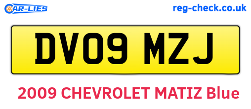 DV09MZJ are the vehicle registration plates.