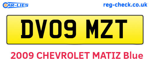 DV09MZT are the vehicle registration plates.