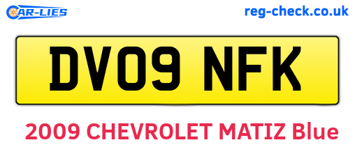 DV09NFK are the vehicle registration plates.