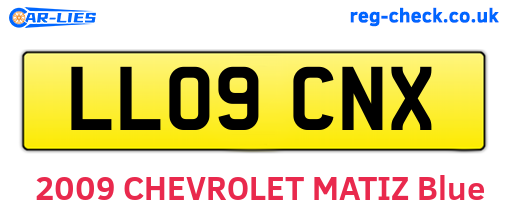 LL09CNX are the vehicle registration plates.