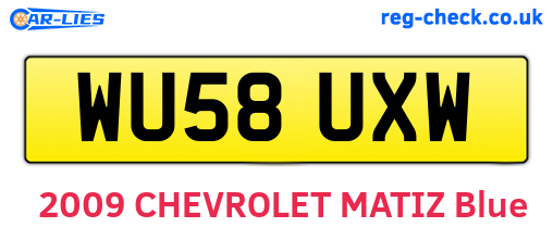 WU58UXW are the vehicle registration plates.