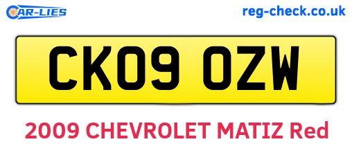 CK09OZW are the vehicle registration plates.
