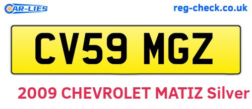 CV59MGZ are the vehicle registration plates.