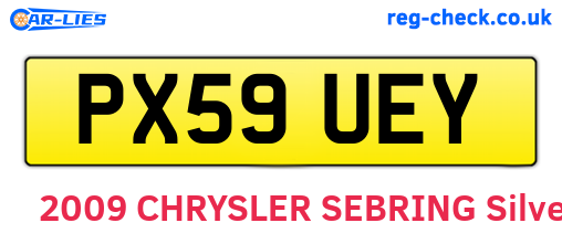 PX59UEY are the vehicle registration plates.